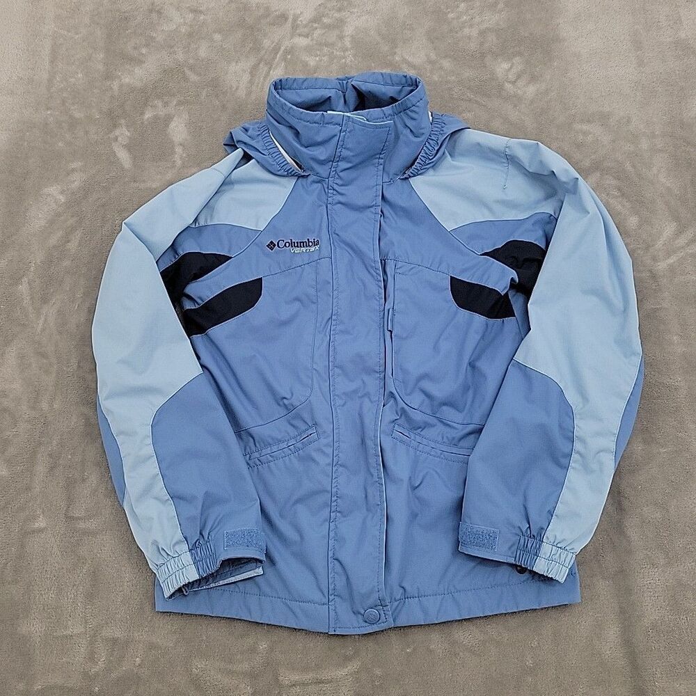 Columbia Vertex Youth Jacket Size 10/12 Blue Double Zipper Pockets Lightweight - Picture 4 of 15